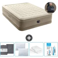 Intex Letto ad aria - 2 persone - 152 x 203 x 46 cm - Beige - Incluso pompa - Lenzuolo di montaggio - Bacio - Kit di riparazione en Protezione cuscino