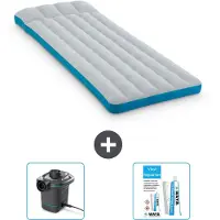 Intex Materassino da campeggio - Lettino francese - 72 x 189 x 20 cm - Blu - Include pompa e kit di riparazione