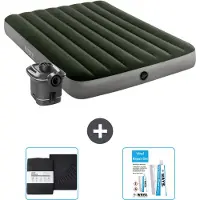 Intex Airbed - Letto matrimoniale - 137 x 191 x 25 cm - Verde - Incluso pompa - lenzuolo e kit di riparazione