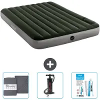 Intex Letto gonfiabile - 2 persone - 152 x 203 x 25 cm - verde - lenzuolo - pompa e kit di riparazione