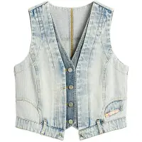 Desigual , gilet di jeans combinato, Donna, Blu, XL