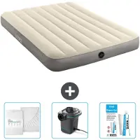 Intex Airbed - Letto matrimoniale - 137 x 191 x 25 cm - Beige - Include lenzuola - Pompa e kit di riparazione
