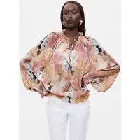Desigual , Blusa stampata con cordoncino, Donna, Poliestere, Bianco, XL