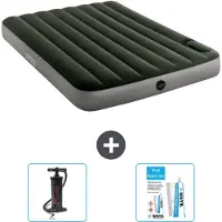 Intex Airbed - Letto matrimoniale - 137 x 191 x 25 cm - Verde - Pompa e kit di riparazione