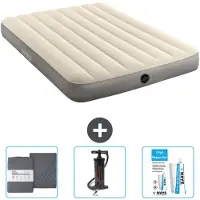 Intex Airbed - Letto matrimoniale - 137 x 191 x 25 cm - Beige - Include lenzuola - Pompa e kit di riparazione