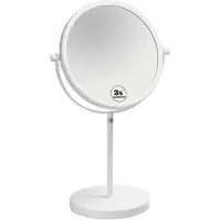 Bemeta Specchio cosmetico bianco, bifacciale, da appoggio, diametro 200 mm, bianco