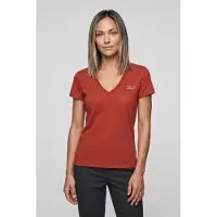Karl Lagerfeld Linen Blend V-neck T-shirt Cinnabar Taglia: S | Maglie Sportivi Outlet | Donna | Rosso