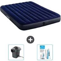 Intex Letto ad aria - 2 persone - 152 x 203 x 25 cm - blu - include pompa e kit di riparazione