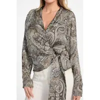 Guess Marciano GUESS Alanis Wrap Ls Blous Floral Paisley Taupe Taglia: 42 | Maglie a manica lunga Outlet | Donna | Nero