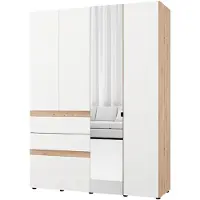 Dmora Ushuaia - Guardaroba Grande, 155x208h cm Bianco Opaco, 3 Cassetti