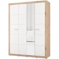 Dmora Pushka - Guardaroba Grande, 156x208h cm Bianco Opaco, Appendiabiti