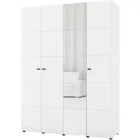 Dmora Ifrane - Guardaroba Grande, 155x208h cm Bianco Opaco, Appendiabiti