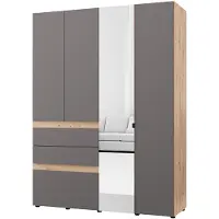 Dmora Ushuaia - Guardaroba Grande, 155x208h cm Nero Antracite, 3 Ripiani