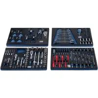 HBM inserti con set di utensili da 154 pezzi, per carrello portautensili, blu