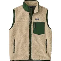 Patagonia - Giacca di pile senza maniche, calda e antivento - M's Classic Retro-X Vest Dark Natural w/Treeline Green per Uomo - Taglia S - Beige
