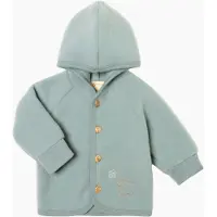 Engel Children's Hooded Jacket with Wooden Buttons Giacca di lana Bambini (50/56, bianco/turchese)