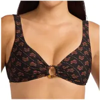 Seafolly Women's Batik Bloom Multifit Ring Front Tank Parte superiore bikini Donna (34, nero)