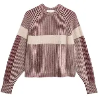 Armedangels Women's Rib Artwork Knit Sweater Maglione Donna (L, marrone/fuchsia)