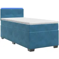 Syfax Letto con rete a molle, materasso e luci LED blu, dimensioni 80 x 200 cm, rivestito in velluto