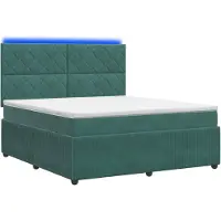 Syfax Letto a molle LED con materasso verde scuro 160 x 200 cm in velluto
