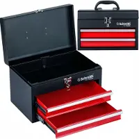 Schmith Cassetta portattrezzi , con 2 cassetti, vano per piccoli utensili in metallo, scatola per utensili, contenitore assortito, scatola con scomparti, scatola di stoccaggio