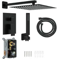 vidaXL Sistema doccia nascosto (quadrato), acciaio inossidabile nero, modello 201