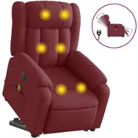 vidaXL Poltrona massaggiante elettrica con ausilio per la posizione eretta in tessuto rosso vino