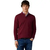 Hackett per uomo. HM5500058 Polo a maniche lunghe Heritage H Small Logo bordeaux (L), Casual, Cotone, Classico, Manica lunga