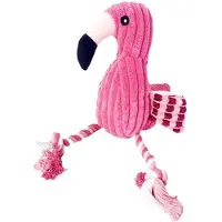 Gistuch Giocattolo di peluche masticabile per animali domestici a forma di fenicottero, resistente ai morsi, che emette un suono, interattivo, riduce l'ansia, aiuta la dentizione di cani e gatti