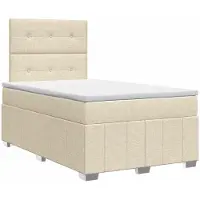 Syfax Letto a molle con materasso crema 120 x 200 cm in tessuto