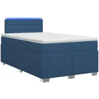 Syfax Letto con boxspring, materasso e illuminazione LED blu, dimensioni 120 x 190 cm, rivestito in tessuto