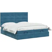 vidaXL Panca-letto con materasso e luci LED, blu scuro, 200 x 200 cm, in velluto