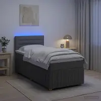 Prolenta Letto a molle insacchettate "Maison Exclusive" con materasso e illuminazione LED, colore grigio scuro, dimensioni 90 x 190 cm, rivestito in tessuto