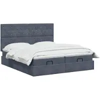 vidaXL Letto contenitore con materasso e luci LED, grigio scuro, 160 x 200 cm, rivestito in velluto