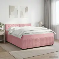 Prolenta Maison Exclusive - Letto boxspring con materasso e testiera Rosa 180 x 200 cm in velluto