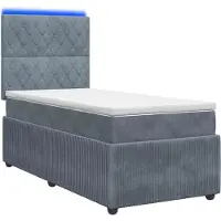 vidaXL LED letto a molle con materasso grigio scuro 80 x 200 cm in velluto