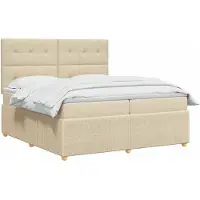 vidaXL letto a molle LED con materasso crema 200 x 200 cm in tessuto