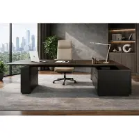 Xl Moebel Gmbh Robusta scrivania angolare marrone - Scrivanie da ufficio - Elegante scrivania da studio