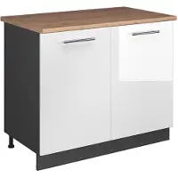 Vicco Mobile lavello cucina Fame-Line Bianco lucido/Antracite 100 cm, PL Rovere, Model 61948