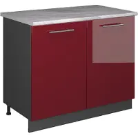 Vicco Mobile lavello cucina Fame-Line Bordeaux lucido/Antracite 100 cm, PL Marmo, Model 61946