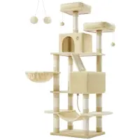 BellaFurn Albero per gatti color beige – Torre per gatti – Pannello di fibra a media densità, peluche, sisal – 168 cm