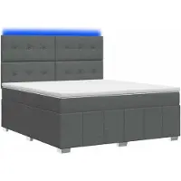 vidaXL LED letto a molle con materasso grigio scuro 140 x 200 cm tessuto