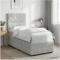vidaXL LED letto a molle con materasso grigio chiaro 90 x 190 cm in velluto