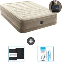 Intex Lettino - 2 persone - 152 x 203 x 46 cm - Beige - Incluso pompa - lenzuolo e kit di riparazione