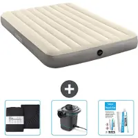 Intex Letto gonfiabile - 2 persone - 152 x 203 x 25 cm - Beige - lenzuolo incluso - pompa e kit di riparazione