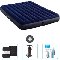 Intex Letto gonfiabile - 2 persone - 152 x 203 x 25 cm - blu - lenzuola incluse - pompa e kit di riparazione