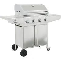 vidaXL Barbecue a gas a 5 fiamme in acciaio inox argento