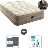 Intex Lettino - 2 persone - 152 x 203 x 46 cm - Beige - Incluso pompa - lenzuolo e kit di riparazione