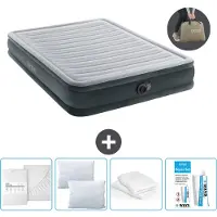 Intex Letto ad aria - 2 persone - 152 x 203 x 33 cm - Grigio - Incluso pompa - Lenzuolo di ricambio - Bacio - Kit di riparazione en Protezione cuscino