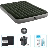 Intex Letto gonfiabile - 2 persone - 152 x 203 x 25 cm - verde - lenzuolo - pompa e kit di riparazione